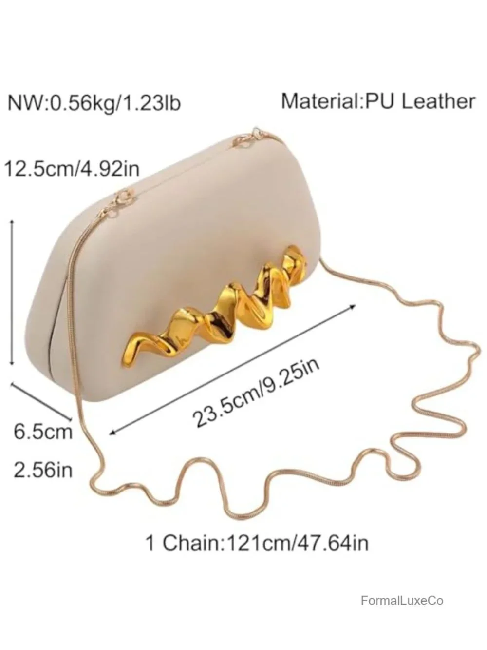 PU Leather Clutch Evening Bag with Removable Chain Crossbody Strap